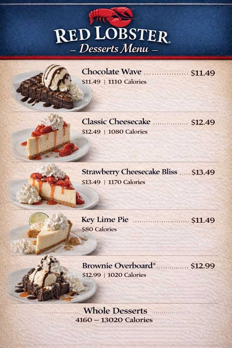 Red Lobster Desserts Menu