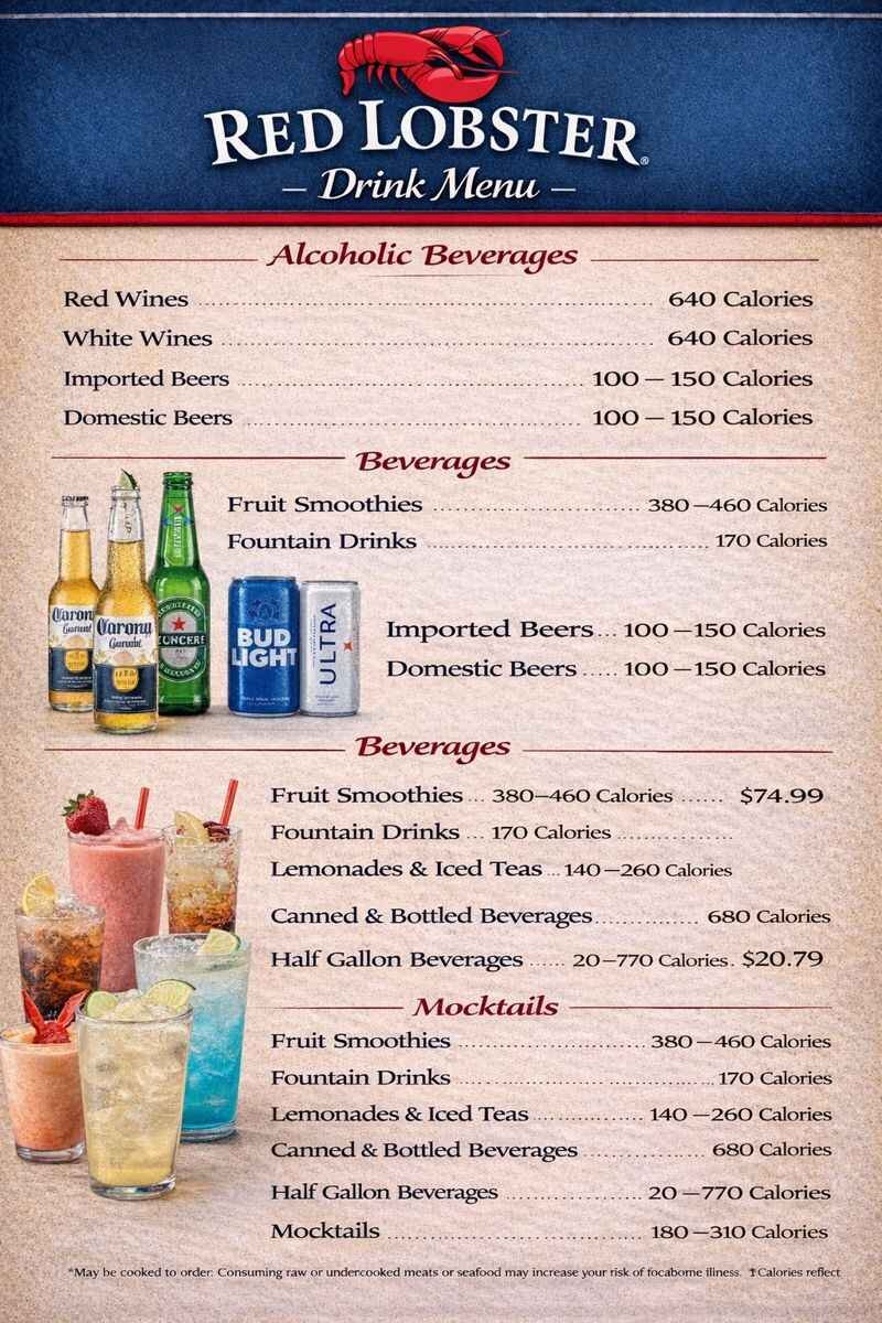 Red Lobster Drink Menu